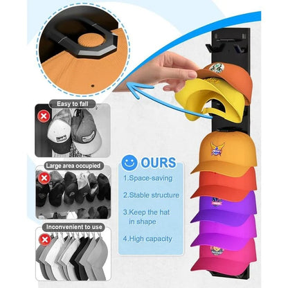 Hat Organizer Wall-Mounted Holds 9 Hats Set of 2