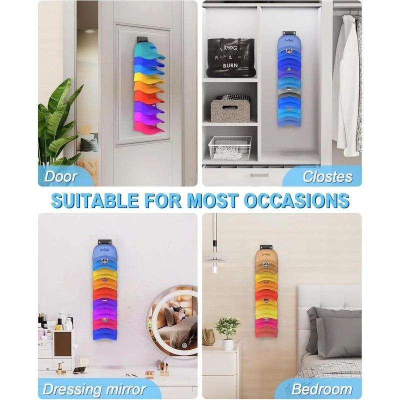 Hat Organizer Wall-Mounted Holds 9 Hats Set of 2