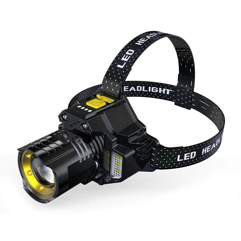 Headlamp Dual-Beam Zoom USB-C Rechargeable Wave Sensor