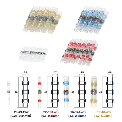 Heat Shrink Wire Connectors Solder Ring & Waterproof 50-Piece
