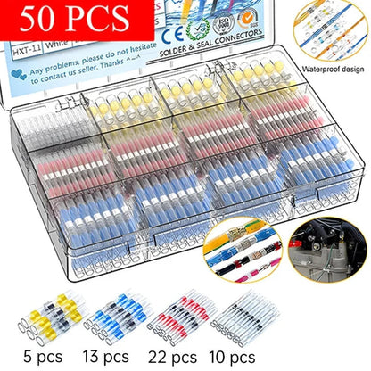 Heat Shrink Wire Connectors Solder Ring & Waterproof 50-Piece