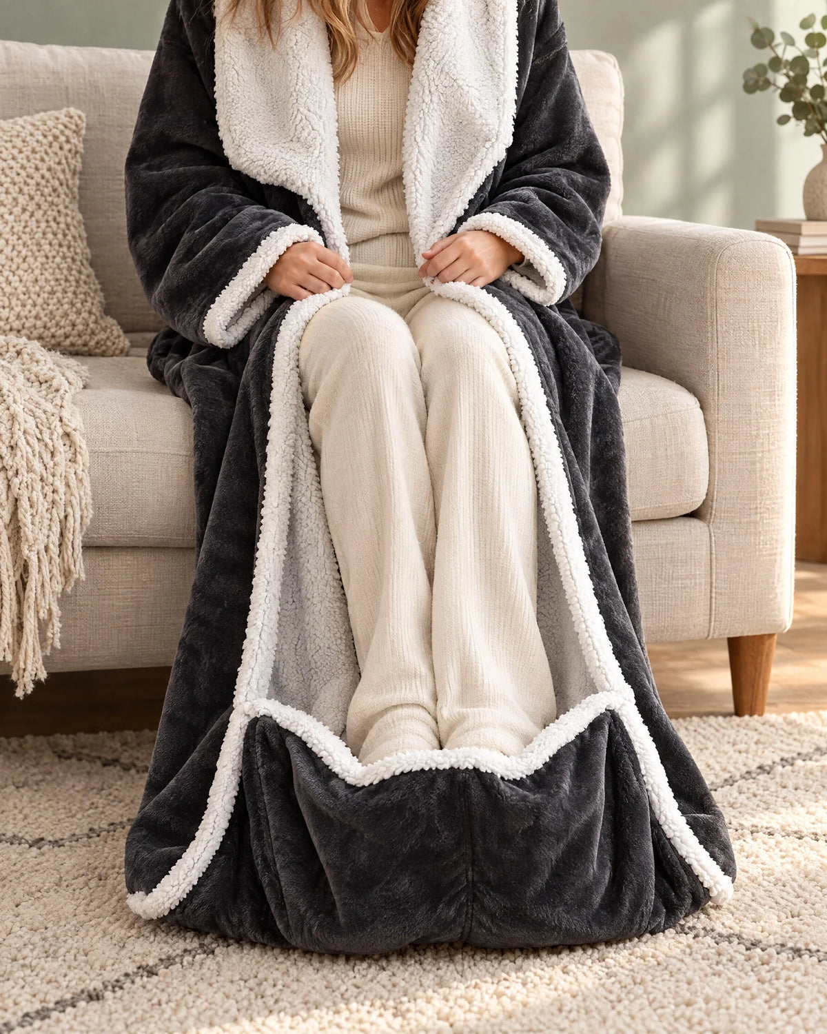 Heated Blanket Robe Sleeves & Foot Pocket Adjustable Heat