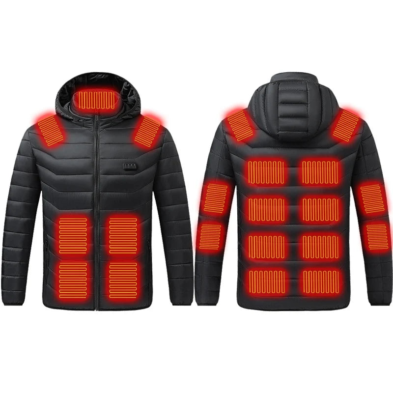 Heated Jacket 21-Zone USB-Powered Windproof Hooded