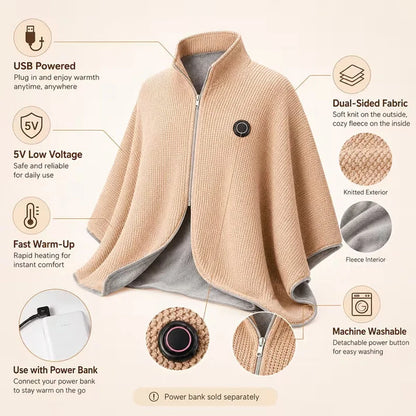 Heated Shawl USB-Powered Oversized Back & Shoulder Warmth