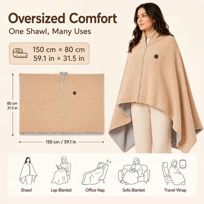 Heated Shawl USB-Powered Oversized Back & Shoulder Warmth