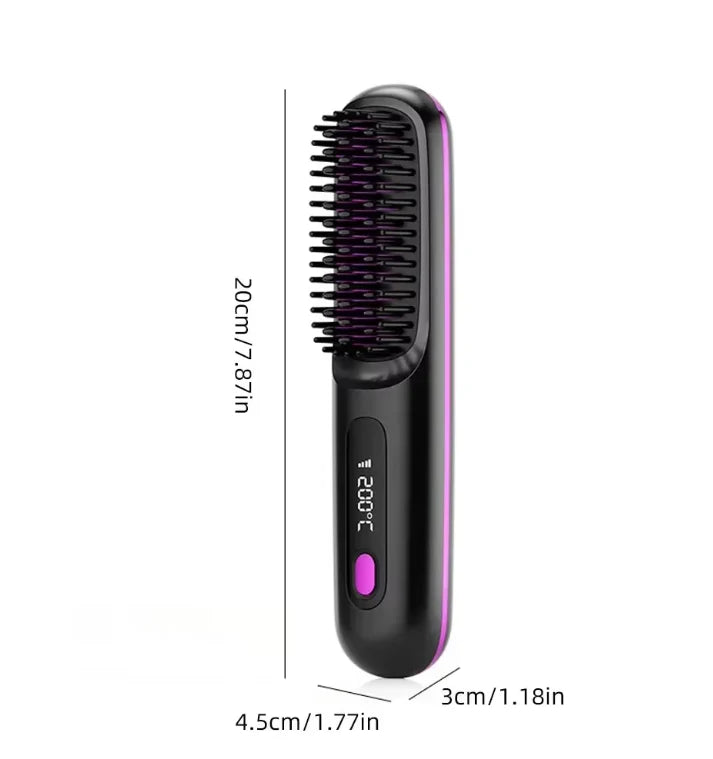 Heated Styling Brush Cordless Ceramic Bristles With Scalp Guard