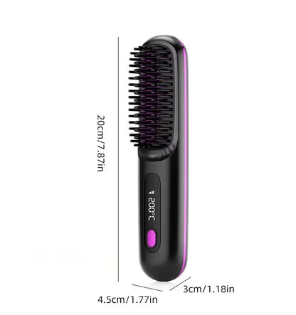 Heated Styling Brush Cordless Ceramic Bristles With Scalp Guard
