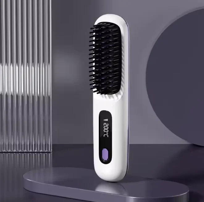 Heated Styling Brush Cordless Ceramic Bristles With Scalp Guard