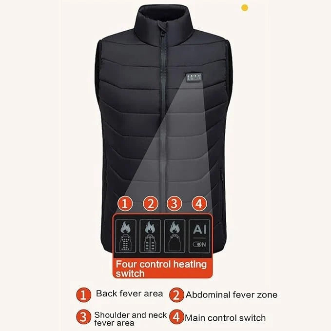 Heated Vest USB Rechargeable Multi-Zone Heating 4 Settings
