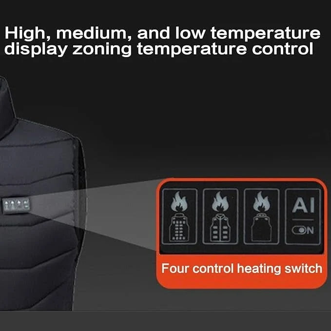 Heated Vest USB Rechargeable Multi-Zone Heating 4 Settings