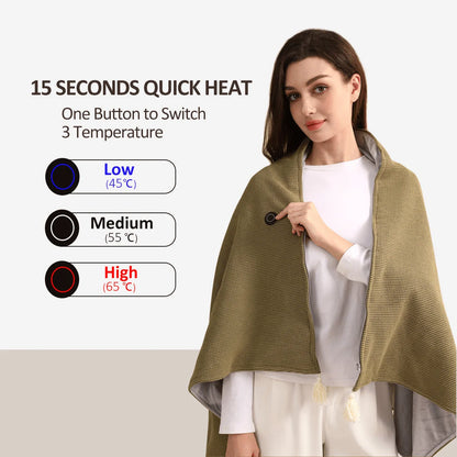Heated Wrap Blanket Fast-Heating USB Powered Three Settings