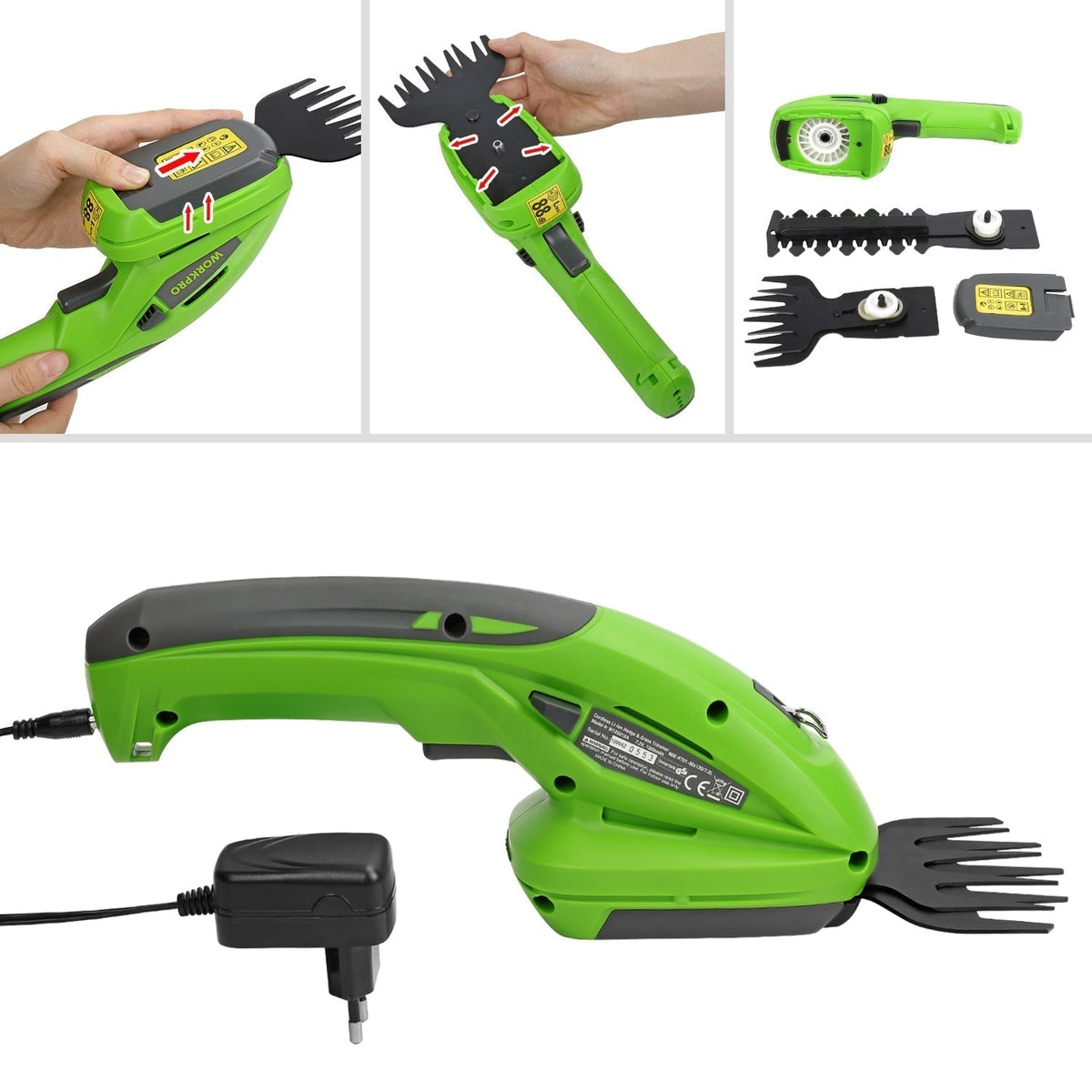 Hedge & Grass Trimmer Cordless 2-in-1 Interchangeable Blades