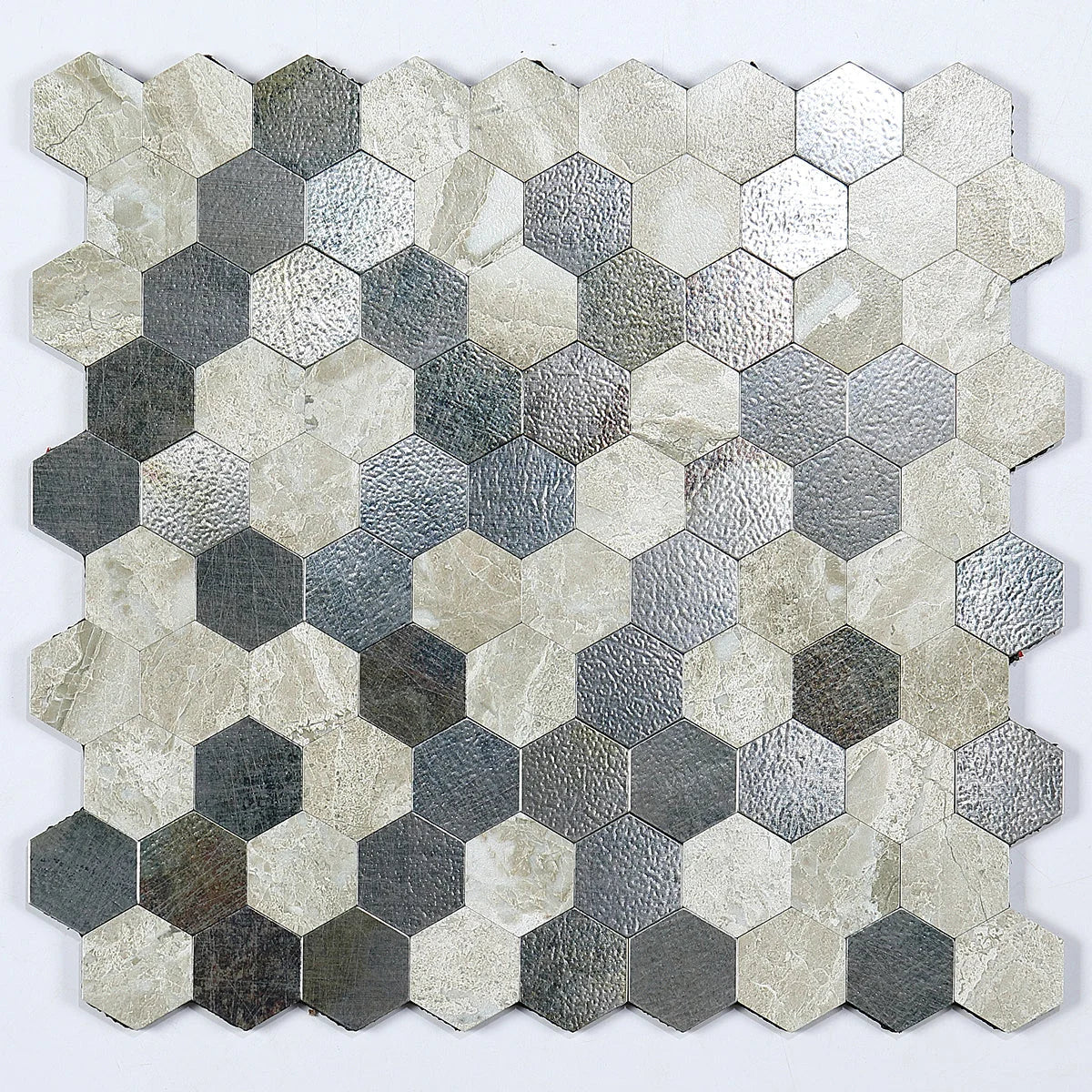 Hexagon Peel and Stick Metal Mosaic Tiles for Contemporary Decor
