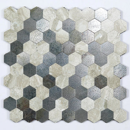 Hexagon Peel and Stick Metal Mosaic Tiles for Contemporary Decor