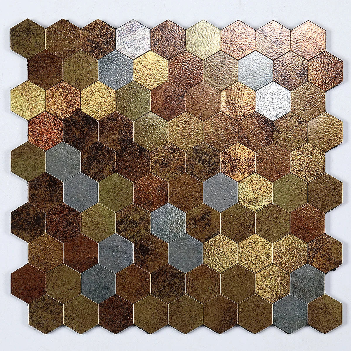 Hexagon Peel and Stick Metal Mosaic Tiles for Contemporary Decor