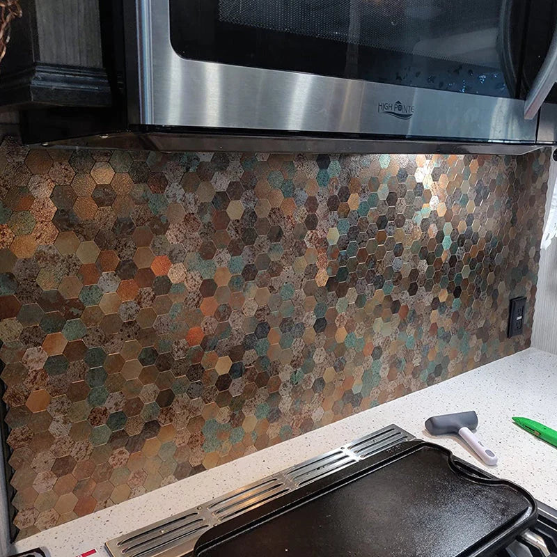 Hexagon Peel and Stick Metal Mosaic Tiles for Contemporary Decor