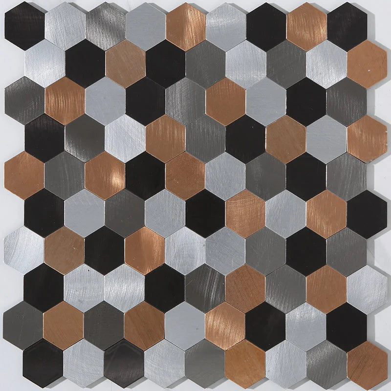 Hexagon Peel and Stick Metal Mosaic Tiles for Contemporary Decor