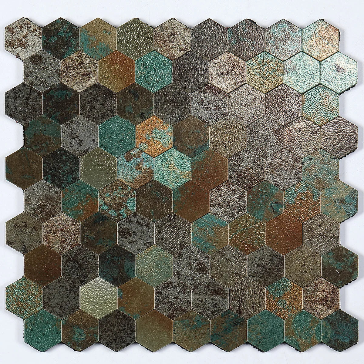 Hexagon Peel and Stick Metal Mosaic Tiles for Contemporary Decor