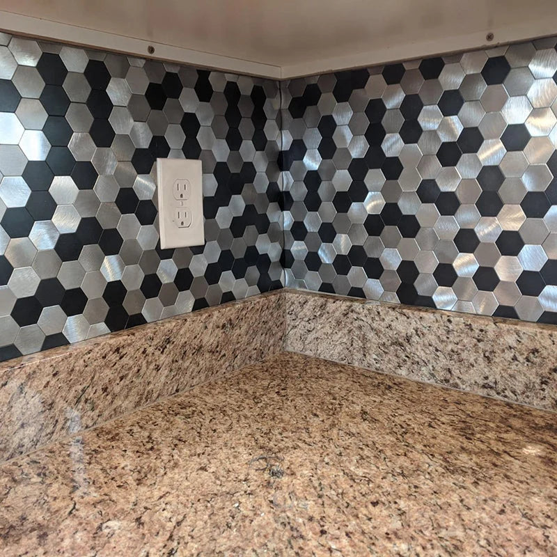 Hexagon Peel and Stick Metal Mosaic Tiles for Contemporary Decor