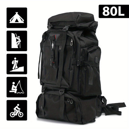 Hiking Backpack 80 Liter Water-Repellent Adjustable Padded Straps