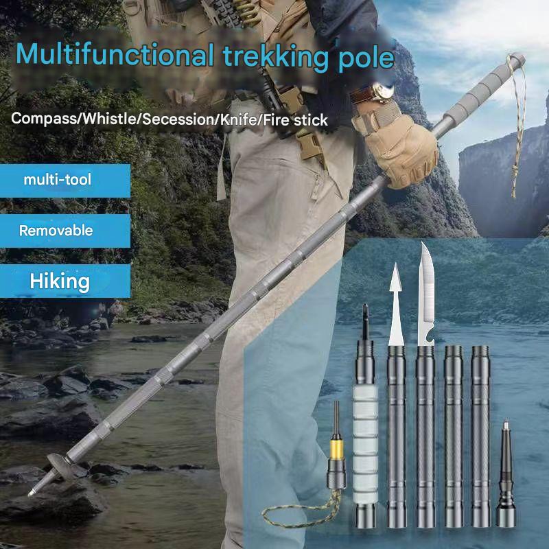 Hiking Pole Aluminum Adjustable Integrated Survival Kit