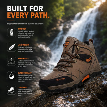 Hiking Shoes High Top Water-Resistant Non-Slip Rubber Outsole