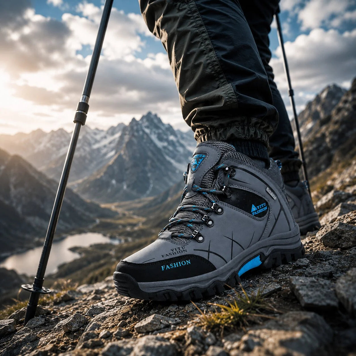 Hiking Shoes High Top Water-Resistant Non-Slip Rubber Outsole