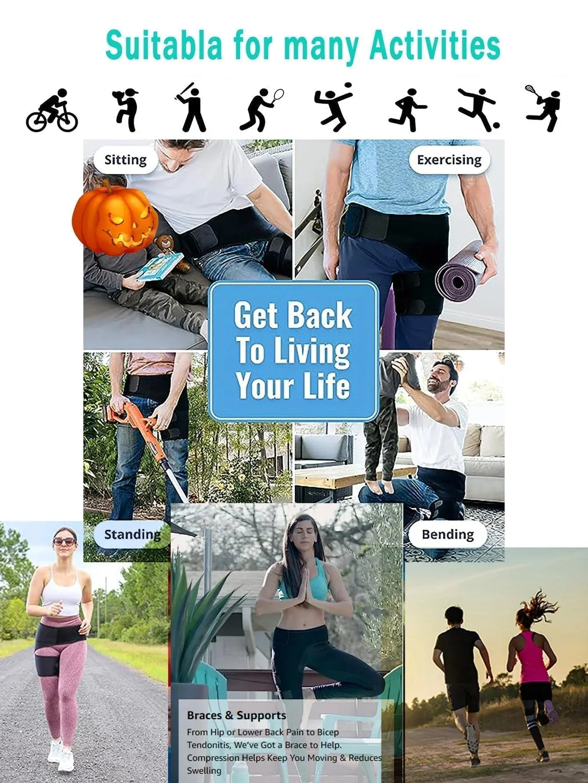 Hip Support Brace Breathable Stable Support for Daily Activity & Sports