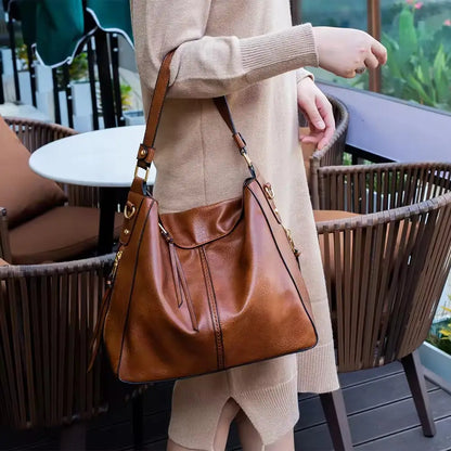 Hobo Handbag Leather Hidden Anti-Theft Pocket Matching Pouch Included