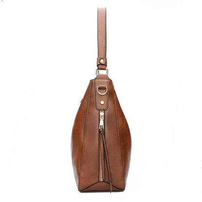 Hobo Handbag Leather Hidden Anti-Theft Pocket Matching Pouch Included