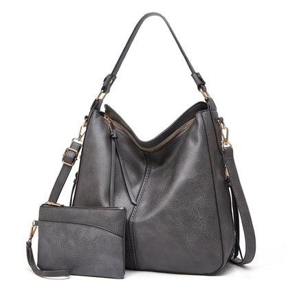 Hobo Handbag Leather Hidden Anti-Theft Pocket Matching Pouch Included