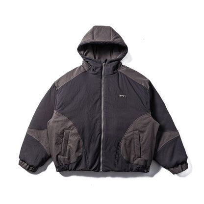 Hooded Jacket Quilted Lightweight Padded Utility Pockets