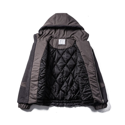Hooded Jacket Quilted Lightweight Padded Utility Pockets