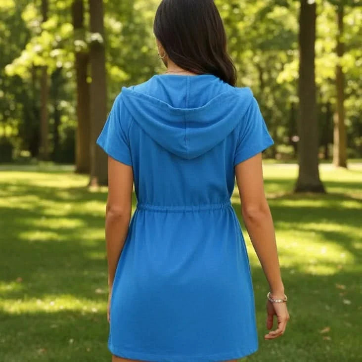 Hooded Terry Bathrobe Lightweight & Quick-Dry