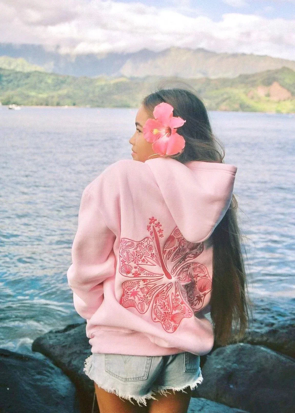Hoodie Oversized Fit Tropical Print Cold-Weather Comfort