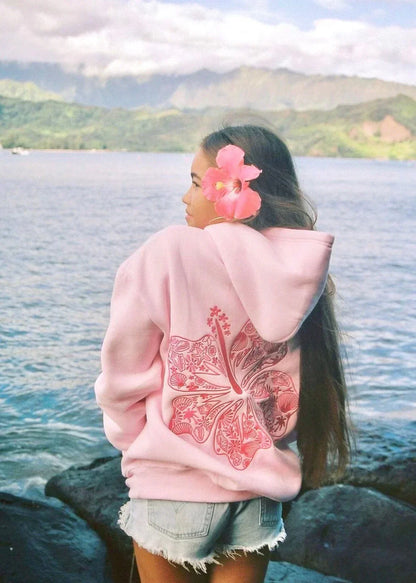 Hoodie Oversized Fit Tropical Print Cold-Weather Comfort