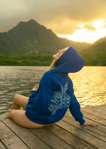 Hoodie Oversized Fit Tropical Print Cold-Weather Comfort