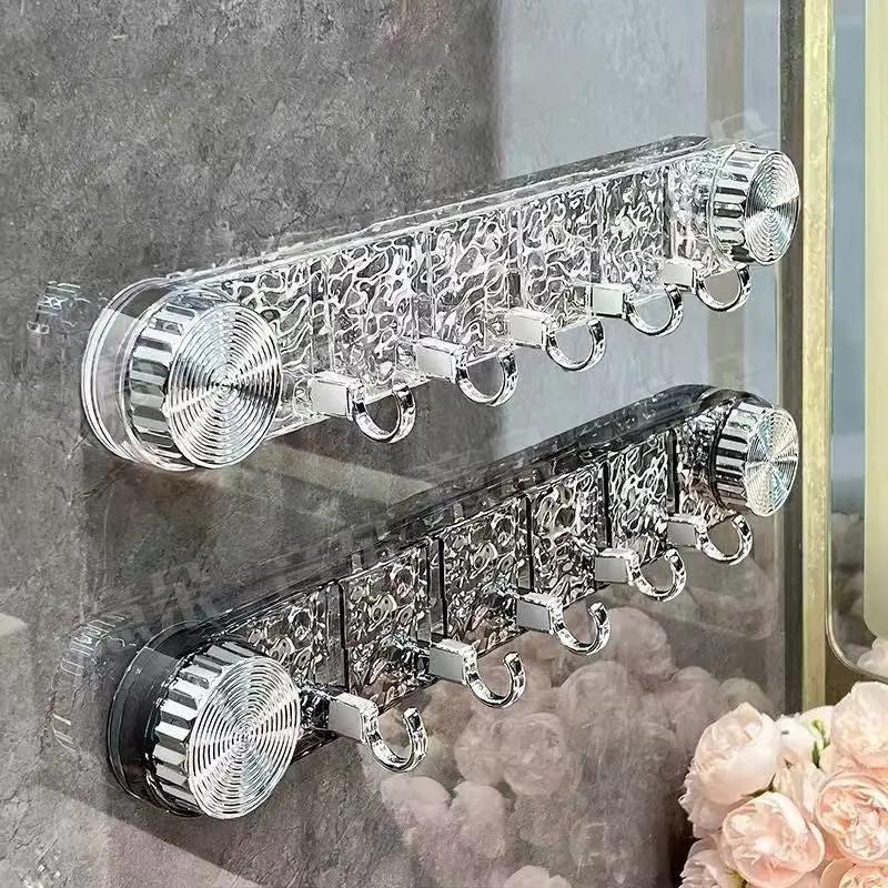 Hook Rack Suction Mount Rotating 5 Hooks