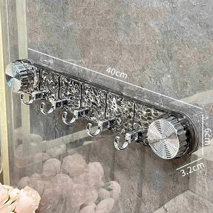 Hook Rack Suction Mount Rotating 5 Hooks