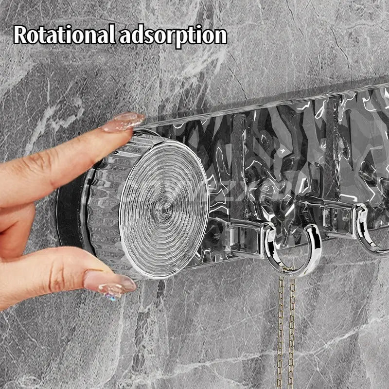 Hook Rack Suction Mount Rotating 5 Hooks