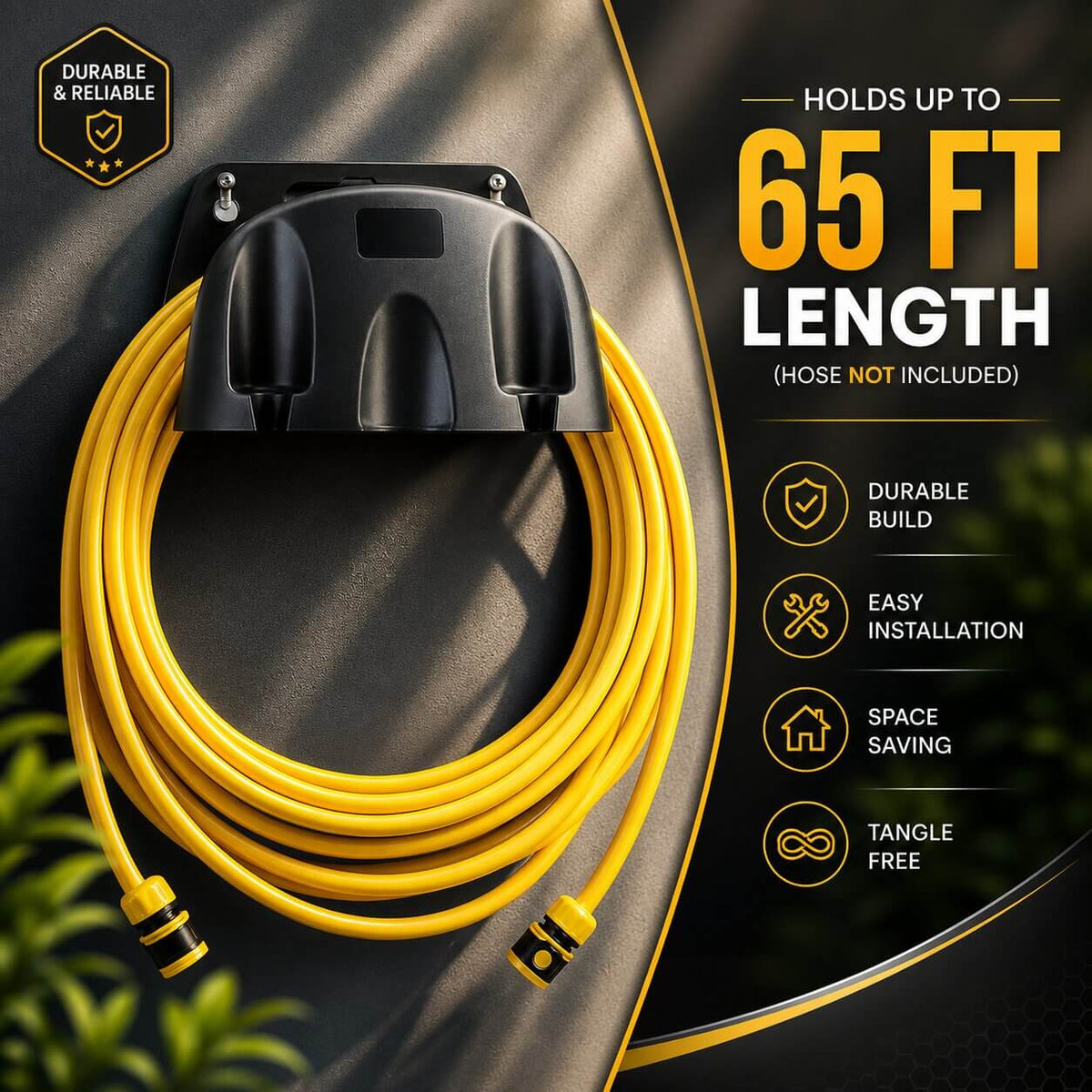 Hose Holder Wall-Mounted Space-Saving ABS Plastic
