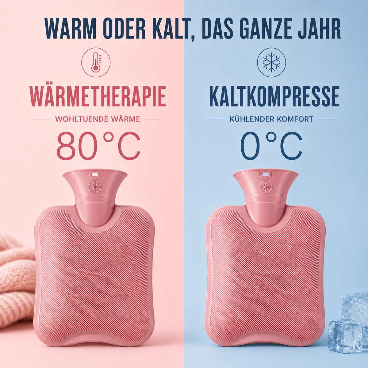 Hot Water Bottle Knitted Cover 1 L 8-Hour Warmth
