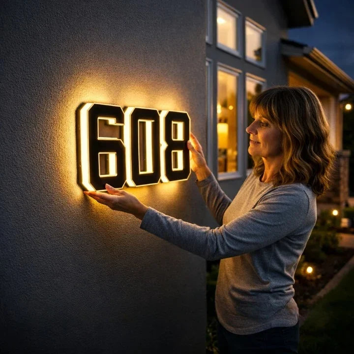 House Number Solar Powered LED Backlit Weatherproof