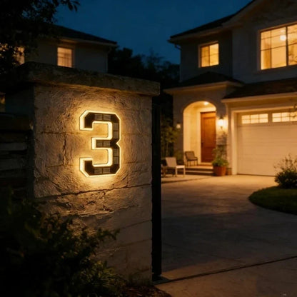 House Number Solar Powered LED Backlit Weatherproof