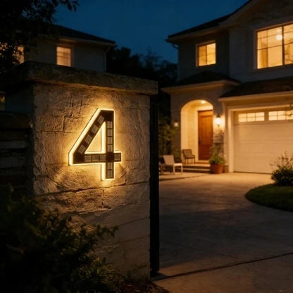 House Number Solar Powered LED Backlit Weatherproof