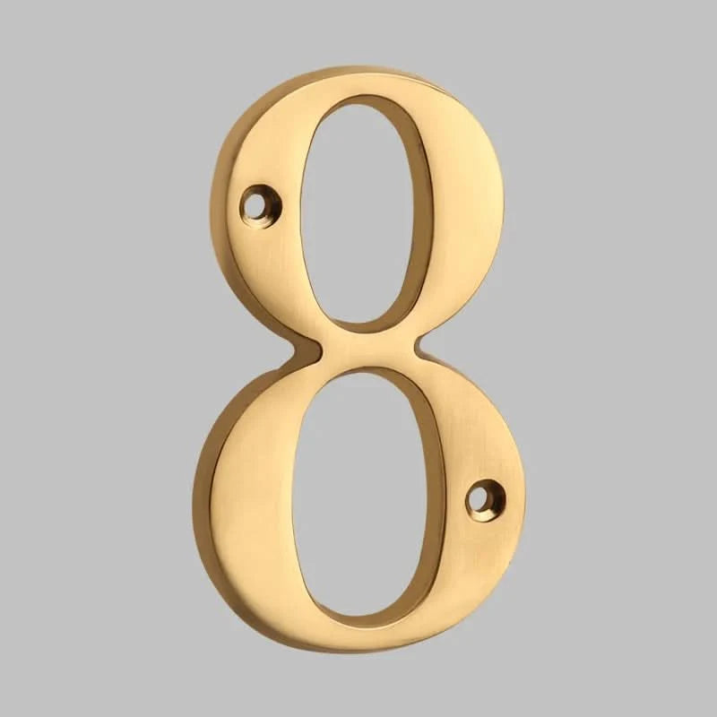 House Number Solid Brass Classic Design Mounting Hardware Included