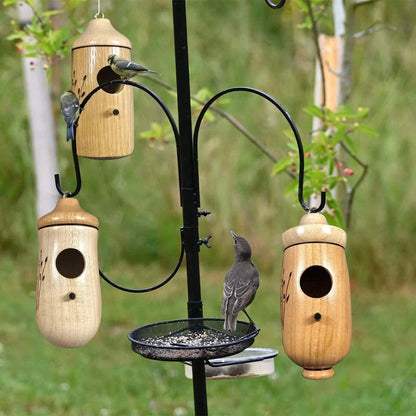 Hummingbird Feeder Handcrafted Wood Weather-Resistant Finish 2 Inch Entrance
