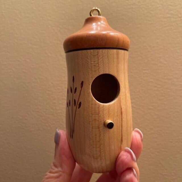 Hummingbird Feeder Handcrafted Wood Weather-Resistant Finish 2 Inch Entrance