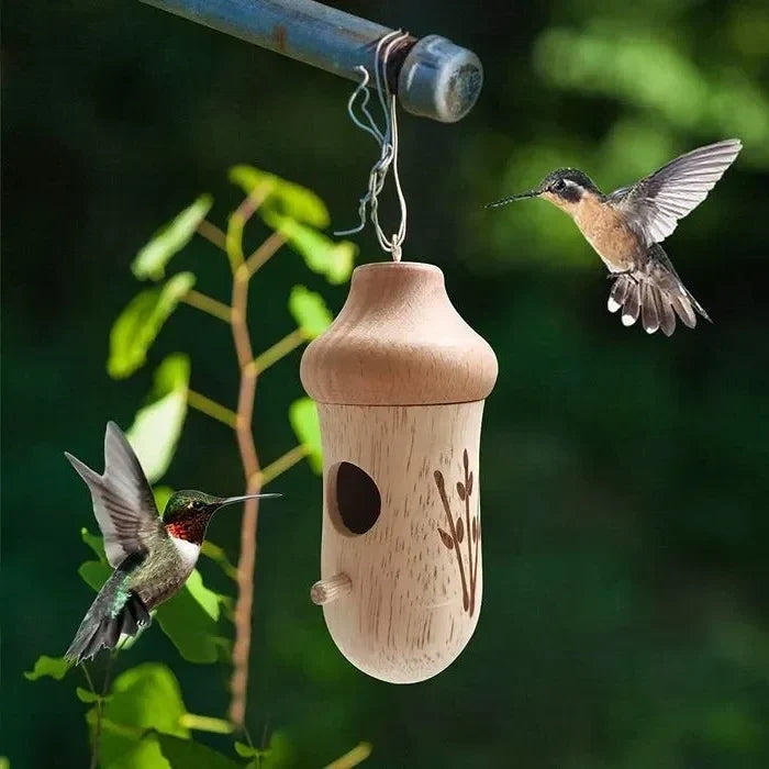 Hummingbird House Weather-Resistant Resin Hanging Design