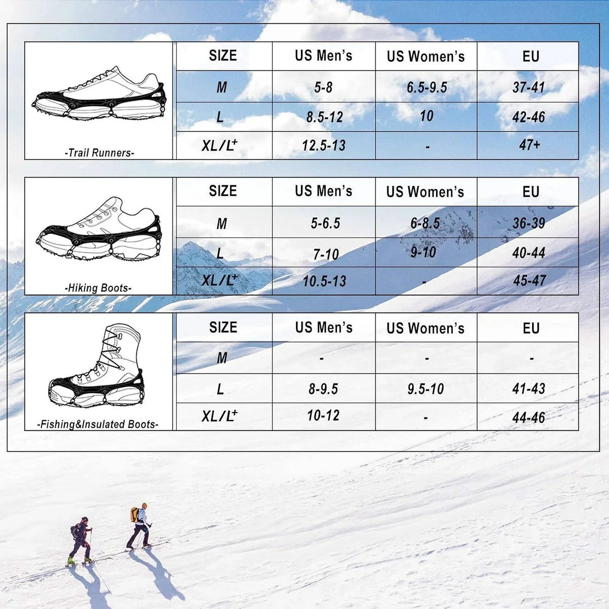 Ice Cleats 19 Stainless Steel Spikes Adjustable Strap